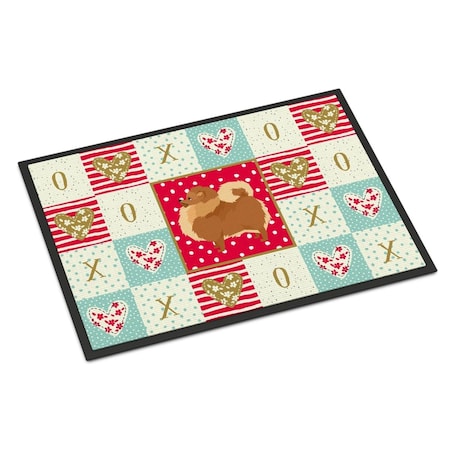 Carolines Treasures 18 x 27 in. Pomeranian Love Indoor or Outdoor Mat CK5945MAT